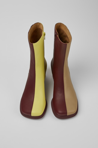 Alternative image of K400635-004 - Twins - Burgundy and yellow ankle boots for women