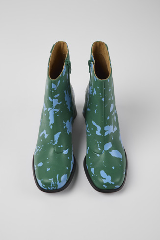 Alternative image of K400637-005 - Kiara - Green and blue printed leather ankle boots
