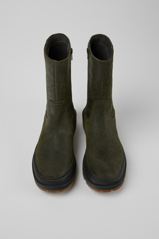 Overhead view of Brutus Trek Green nubuck ankle boots for women