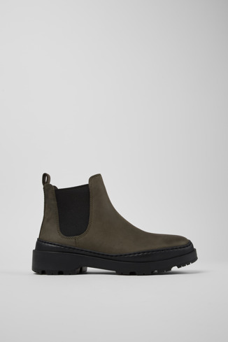 Side view of Brutus Trek MICHELIN Green nubuck ankle boots for women