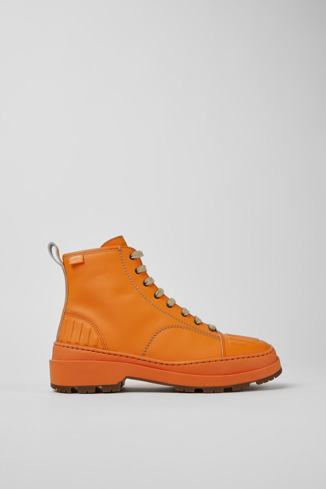 Side view of Brutus Trek Orange leather ankle boots for women