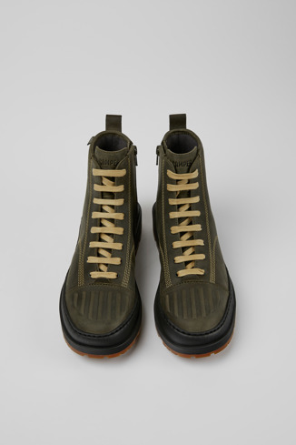 Overhead view of Brutus Trek Dark green nubuck ankle boots for women
