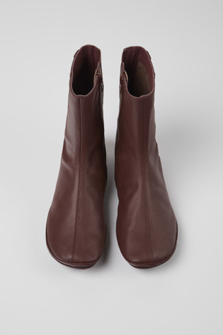 Alternative image of K400661-001 - Right - Burgundy leather boots for women