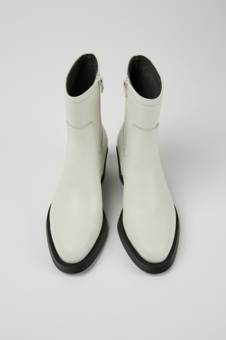 Overhead view of Bonnie White leather ankle boots for women
