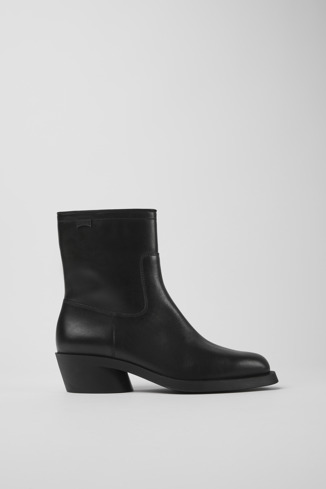 Side view of Bonnie Black leather boots for women