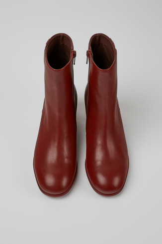 Overhead view of Katie Burgundy leather ankle boots