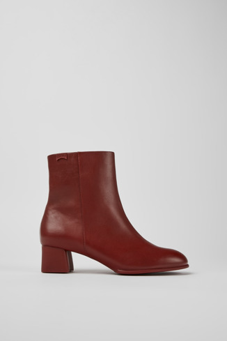 Side view of Katie Burgundy leather ankle boots