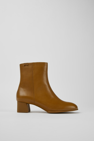 Side view of Katie Brown leather ankle boots