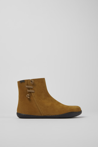 Side view of Peu Light brown nubuck ankle boots for women