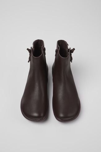 Overhead view of Peu Burgundy leather ankle boots for women