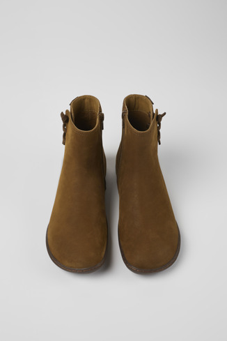 Overhead view of Peu Brown nubuck ankle boots for women