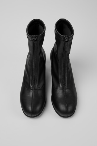 Overhead view of Katie Black textile ankle boots