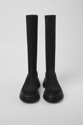 Overhead view of BCN TENCEL® Black textile boots for women