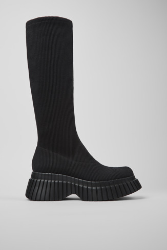 Side view of BCN TENCEL® Black textile boots for women