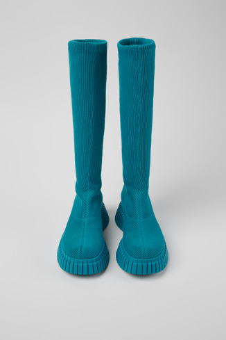 Overhead view of BCN TENCEL® Blue textile boots for women