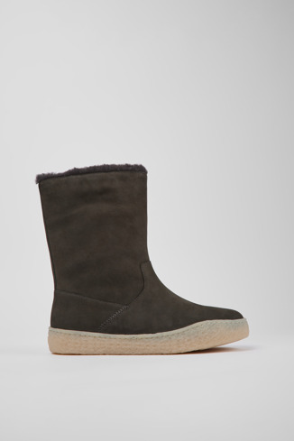 Side view of Peu Terreno Gray nubuck boots for women