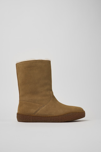 Side view of Peu Terreno Brown Nubuck Boots for Women