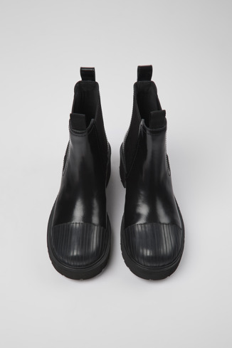 Overhead view of Milah Black leather Chelsea boots for women