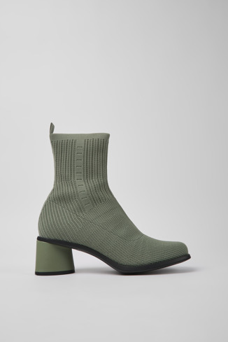 Side view of Kiara Green textile boots for women
