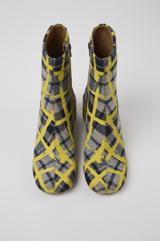 Overhead view of Niki Multicolored recycled wool boots for women