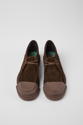 Overhead view of Junction Brown nubuck shoes for women