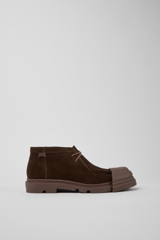Side view of Junction Brown nubuck shoes for women
