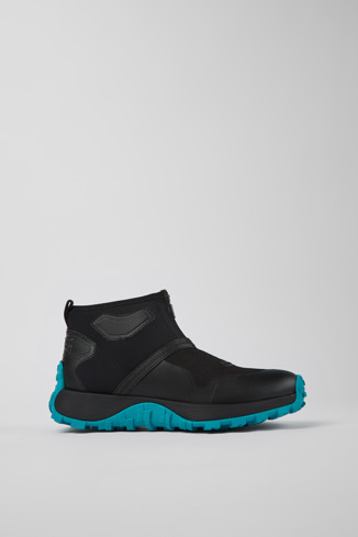Side view of Drift Trail VIBRAM Black recycled PET ankle boots for women