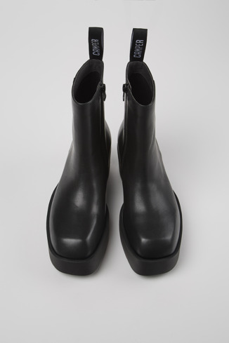 Overhead view of Billie Black leather boots for women