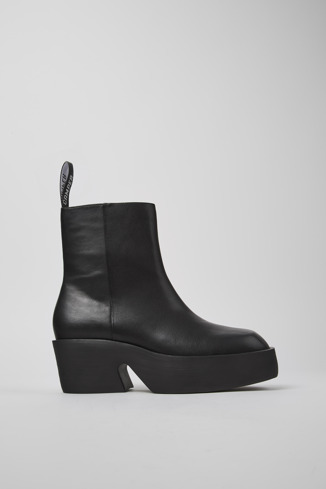 Side view of Billie Black leather boots for women