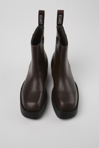 Overhead view of Billie Brown leather boots for women