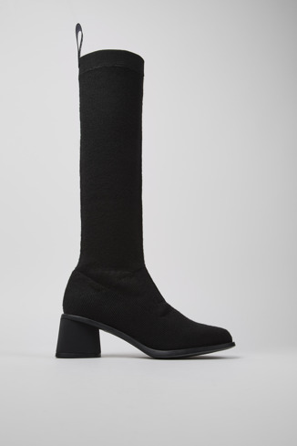 Side view of Kiara TENCEL® Black textile high-boot for women