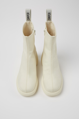 Overhead view of Thelma White Textile Boots for Women