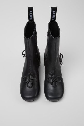 Overhead view of Twins Black Leather Boots for Women