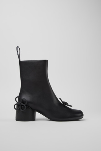 Side view of Twins Black Leather Boots for Women