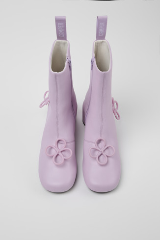 Overhead view of Twins Purple Leather Boots for Women