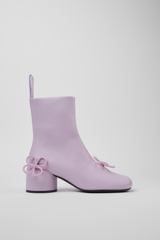 Side view of Twins Purple Leather Boots for Women