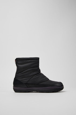 Side view of Peu Pista Black Textile and Leather Boots for Women