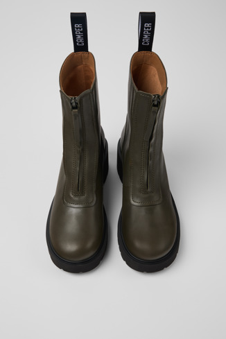 Milah <b>Bottes zippées en cuir vert pour femme</b>