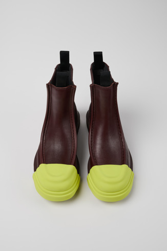 Overhead view of Junction Burgundy leather chelsea boots for women