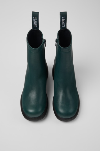 Overhead view of Thelma Green Leather Boots for Women