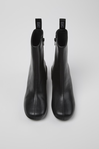 Overhead view of Niki Black Leather Boots for Women
