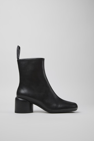 Side view of Niki Black Leather Boots for Women
