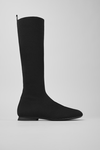 Side view of Casi Myra - TENCEL Black TENCEL™ Lyocell High Boots for Women.