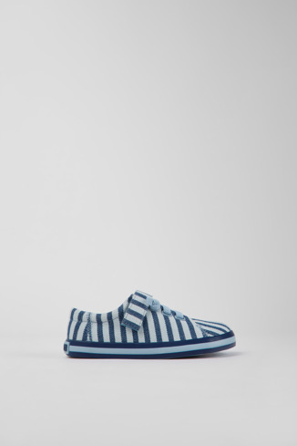 Alternative image of K800110-004 - Peu Rambla - Chaussures en coton recyclé rayé bleu pour enfant