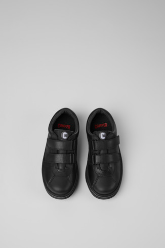 Overhead view of Runner Black leather and textile sneakers