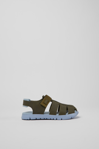 K800242-016 - Oruga - Green leather sandals for kids