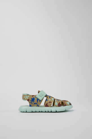 Side view of Oruga Multicolored Leather/Textile Sandal