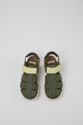 Overhead view of Oruga Multicolor Leather and Textile Closed Sandal for Kids.