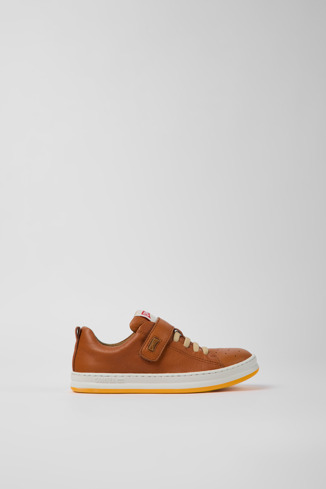 Side view of Runner Brown leather sneakers for kids