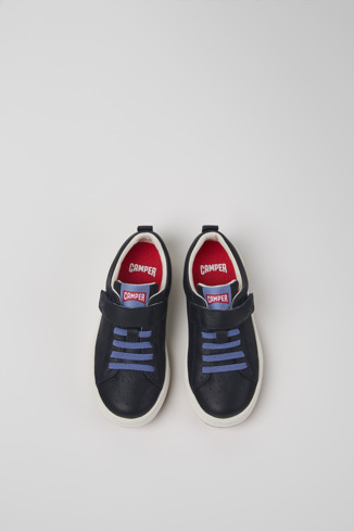 Overhead view of Runner Blue Leather Kids' Sneakers.